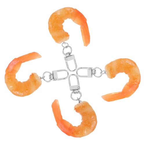 CLISPEED 4 Stück Realistische Nachbildung Garnelen Schlüsselanhänger aus Detailgetreue Food Charms Vielseitig als Taschenanhänger und Partydeko Robust und Lebensecht Gestaltet von CLISPEED
