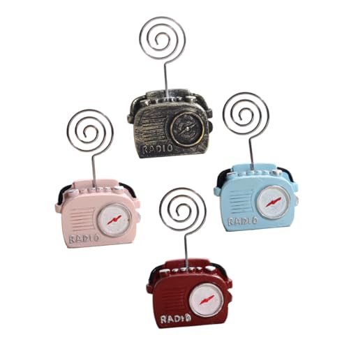 CLISPEED 4 Stück Retro Telefon und Radio Memo clip aus Harz mit Metallclip Notizhalter für Büro und Zuhause Vintage Kartenhalter für Fotos Nachrichten und Dekoration von CLISPEED