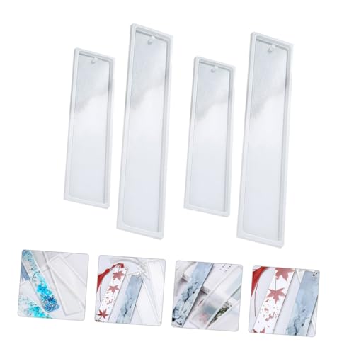 CLISPEED 4 Stück Silikon Lesezeichenform Länglich für Epoxidharz DIY Basteln Langlebig Bpa frei für Anhänger Schmuck und Individuelle Dekoration von CLISPEED