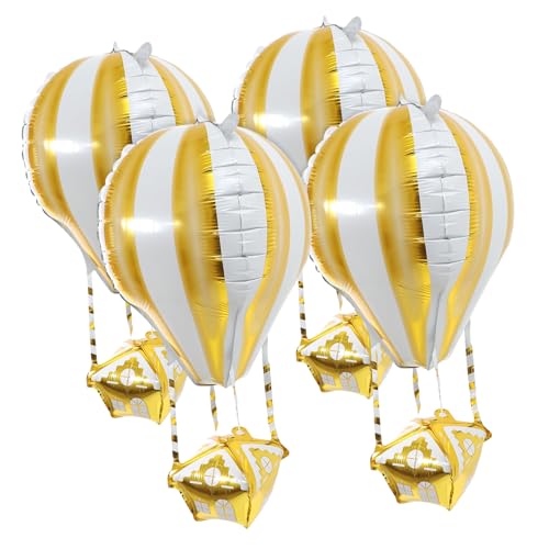 CLISPEED 4 Stück Teiliges Aluminiumfolie Heißluftballons Gold Dekorative Partyballons für Geburtstag Leichte Folienballons für Wand und Raumdekoration Geeignet für Kinderfest und Feier von CLISPEED