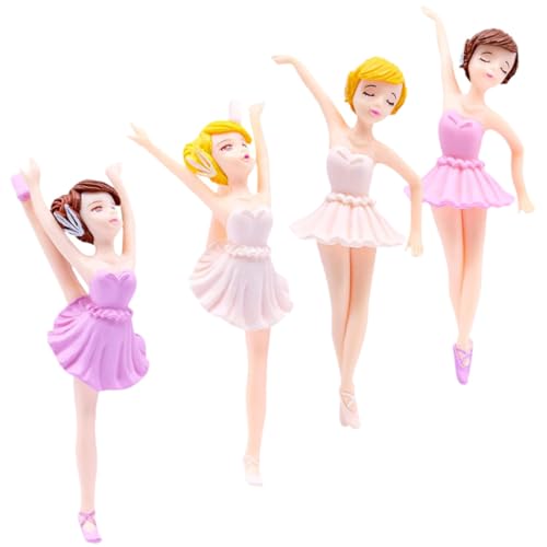 CLISPEED 4 Stück Teiliges Ballerina Mädchen Figuren Elegante Kuchen Deko Geburtstag Party Miniatur Tortendeko für Mädchen Babyfeier Weiß von CLISPEED