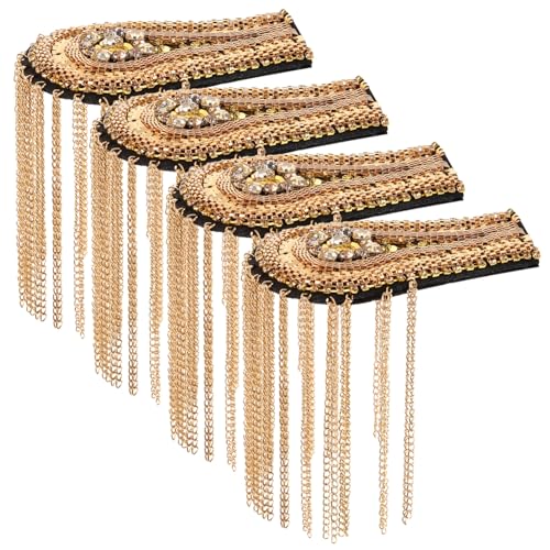 CLISPEED 4 Stück Teiliges Chic Quasten Schulterklappen Metall mit Kette Abzeichen für Kostüme Schuluniformen und Cosplay für Besondere Anlässe und Partys CLISPEED 4 Stück Teiliges Chic Quasten Schulterklappen Metall mit Kette Abzeichen für Kostüme Schuluniformen und Cosplay für Besondere Anlässe und Partys von CLISPEED