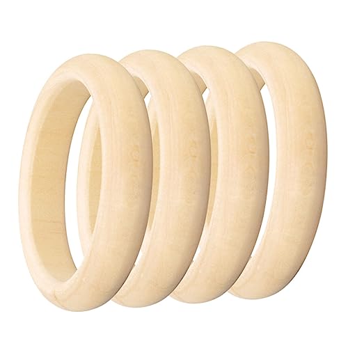 CLISPEED 4 Stück Teiliges Holzarmbänder zum DIY Basteln Unbehandelte Holzringe für Malen und Gestalten für Kreative Schmuckherstellung von CLISPEED