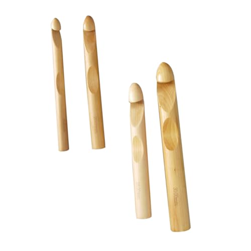CLISPEED 4 Stück Teiliges Holzgriff Häkelnadeln Extra Ergonomisch Geformt Glatte Oberfläche für DIY Stricken und Häkeln Anfänger Geeignet Langlebige Handarbeitswerkzeuge von CLISPEED