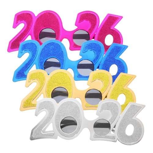 CLISPEED 4 Stück Teiliges Silvester Brillen aus Leichtem Kunststoff Lustige Party Requisiten für Erwachsene und Jugendliche Bequeme Passform für Neujahrsfeiern und Festliche Fotos CLISPEED 4 Stück Teiliges Silvester Brillen aus Leichtem Kunststoff Lustige Party Requisiten für Erwachsene und Jugendliche Bequeme Passform für Neujahrsfeiern und Festliche Fotos von CLISPEED