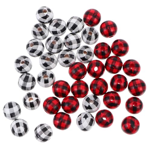 CLISPEED 40 Stück Teiliges DIY Holzperlen mit Karomuster Farbige Holzperlen in und Schwarz Rot für Schmuckanhänger Halsketten und Dekoration Zubehör CLISPEED 40 Stück Teiliges DIY Holzperlen mit Karomuster Farbige Holzperlen in und Schwarz Rot für Schmuckanhänger Halsketten und Dekoration Zubehör von CLISPEED