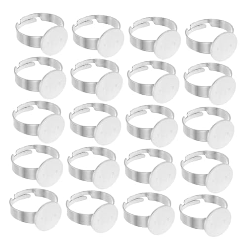 CLISPEED 40 Stück Teiliges Edelstahl Ringe Rohlinge Flache Runde Lünette Tablett Verstellbare Fingerringe Basis für Schmuckherstellung DIY Zubehör von CLISPEED
