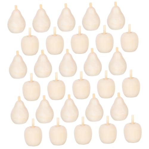 CLISPEED 40 Stück Teiliges Unbemalte Holzfrüchte für DIY Basteln Holzfiguren zum Bemalen Handwerk Dekoration Holzbirne Apfel Birne Zubehör von CLISPEED