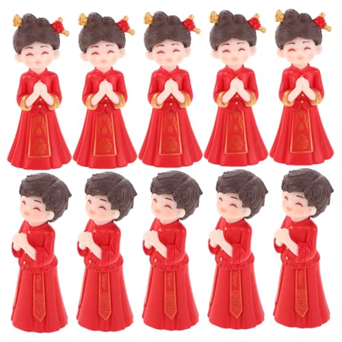 CLISPEED 5 Paare Chinesische Hochzeitspaar-figuren mit Traditioneller Brautkleidung Miniatur Braut Bräutigam Statue Romantische Hochzeitsdekoration für Torte DIY Mikro-landschafts-deko von CLISPEED