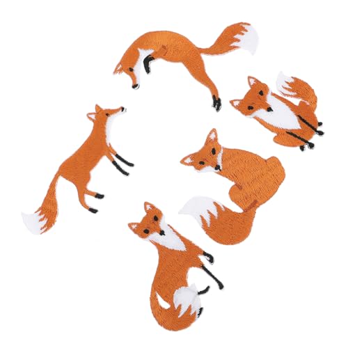 CLISPEED 5 Stück Bügelbilder Fuchs Aufnäher Patch Stickers zum Aufbügeln und Nähen Niedliche Fuchs Applikationen aus Hochwertigem mit Heißschmelzkleber für Kleidung Taschen DIY Textil von CLISPEED