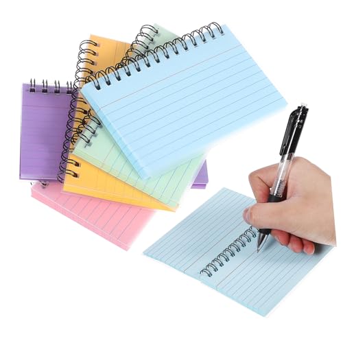 CLISPEED 5 Stück Kleine Linierte Spiral Notizbücher in Farben Stabile Karteikarten aus Dickem Papier Leicht zu Blättern für Schüler Lehrer und Notizen Unterwegs von CLISPEED