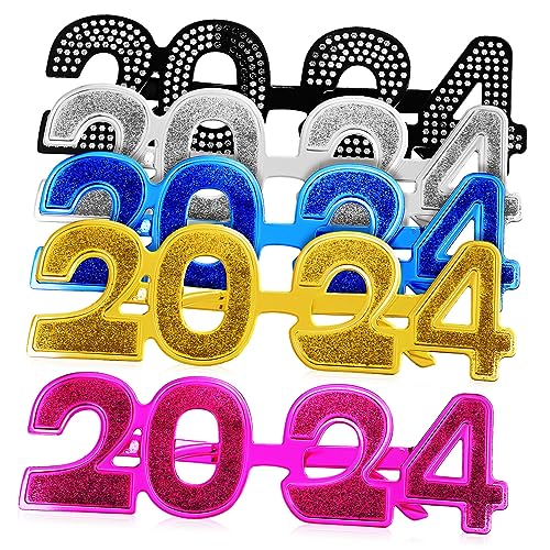 CLISPEED 5 Stück Neujahrsbrille Lustige Party Sonnenbrillen Gold Silber Blau Schwarz und Foto Requisiten für Silvesterfeiern und Jubiläumsfeiern von CLISPEED