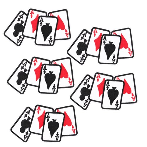CLISPEED 5 Stück Poker Gestickte Patches Aufbügeln und Nähen Dekorative Aufnäher für Kleidung Jacken Shirts Langlebige DIY Applikationen aus Hautfreundlichem von CLISPEED