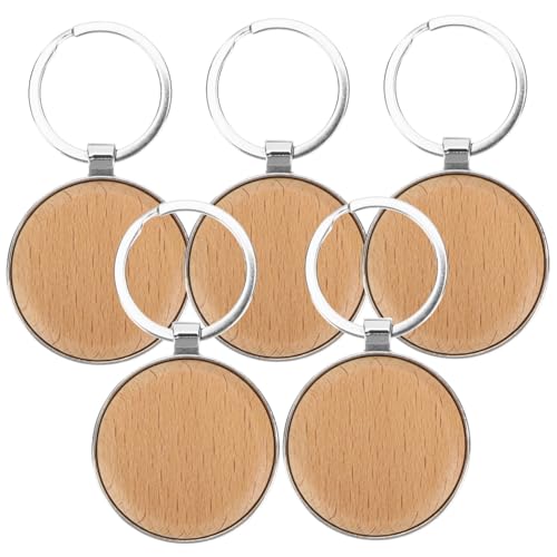 CLISPEED 5 Stück Teiliges Blanko Holz Schlüsselanhänger aus Langlebigem Naturholz Hautfreundlich und Bruchfest für DIY Bastelprojekte Schlüssel Taschenanhänger Modisch und Auffällig von CLISPEED