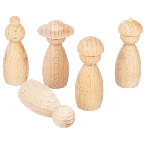 CLISPEED 5 Stück Teiliges DIY Holzfiguren Unvollendete Marionetten Puppen Bemalbar Kreative Deko für Kinderzimmer Feier Geburtstagsfeier Weihnachten von CLISPEED
