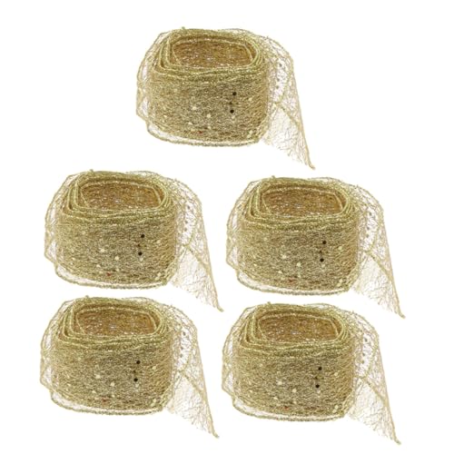 CLISPEED 5 Stück Teiliges Weihnachts Dekoband aus Funkelndem Glitter Mesh Breit Verarbeitet Vielseitig für DIY Geschenkverpackung Scrapbooking Baum und Basteldekoration Geeignet von CLISPEED