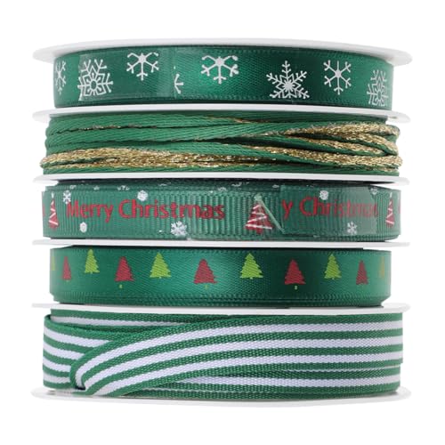 CLISPEED 5 Stück Teiliges Weihnachtsgeschenkband mit Dekorativen Schneeflockenmuster Langlebiges Satinband in Verschiedenen Farben für Geschenkverpackung DIY Bastelarbeiten und Festliche CLISPEED 5 Stück Teiliges Weihnachtsgeschenkband mit Dekorativen Schneeflockenmuster Langlebiges Satinband in Verschiedenen Farben für Geschenkverpackung DIY Bastelarbeiten und Festliche von CLISPEED