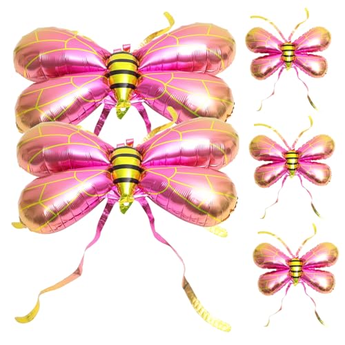 CLISPEED 5 Stück weiblicher Feenflügelballon Ballonstraußständer Mini-Ballon-Kuchenaufleger hühner kinderknallzeug Fee verkleiden sich Requisiten Bienenflügelballon weiblich Rosa von CLISPEED