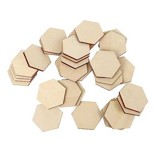 CLISPEED 50 Stück Buchenholz Sechseckige Holzstücke Ornamente für Diy Bastelprojekte Dekorationen für Hochzeit Geburtstag und Weihnachten von CLISPEED