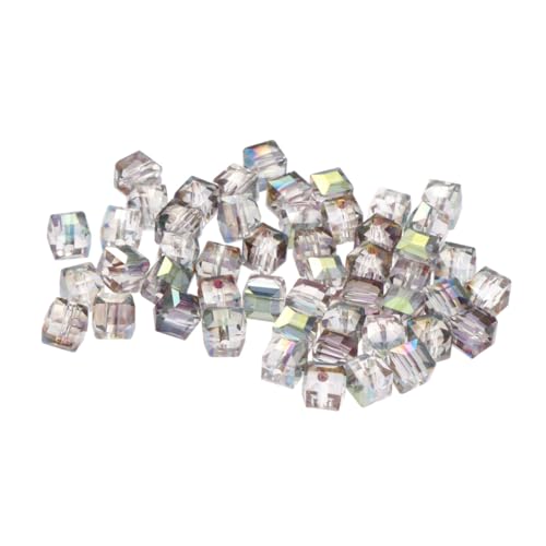CLISPEED 50 Stück Bunte Kristallperlen Quadratisch Facettiert Lose Perlen für DIY Schmuckherstellung Armband Halskette Bastelperlen Schmuckzubehör Rosa Rot Grün von CLISPEED