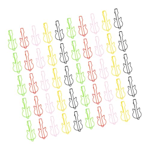 CLISPEED 50 Stück Gitarren Büroklammern aus Metall Kleine Stabile Lesezeichen und Papierklammern Musikthemenorientiert Bunte Langlebige Office Accessoires für Dekorative Organisation von CLISPEED