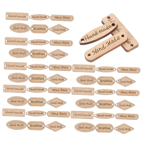 CLISPEED 50 Stück Handmade Holzanhänger mit Löchern Vintage Holzknöpfe Etiketten für Nähen DIY Bastelprojekte Kleidung Schmuck Zubehör von CLISPEED