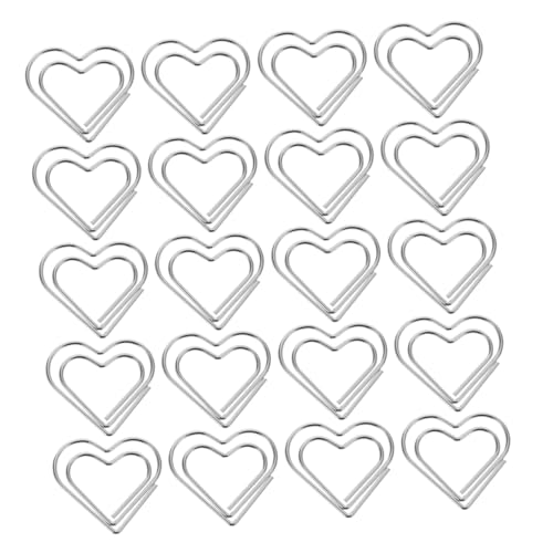CLISPEED 50 Stück Herz Büroklammern Metall Kleine Herzform Paperclips Lesezeichen Silber Kreative Büroklammer Herzmotiv Für Dokumentenorganisation Und Notizen von CLISPEED