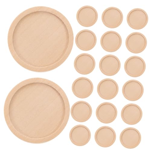 CLISPEED 50 Stück Holzanhänger Rohlinge Runde Schmuckfassung Holz Schmuckunterlage DIY Bastelset für Schlüsselanhänger und Halsketten Natürliche Holzfarbe von CLISPEED