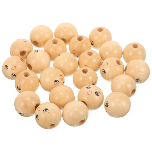 CLISPEED 50 Stück Lächelnder Puppenkopf aus Holzperlen Perlen für Armbänder Runde Perlen klein Mini -Puppenkopfmasse Schmuckperlen zur Herstellung von Schmuck runde Perle aus Holz von CLISPEED
