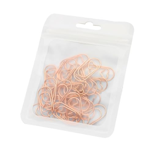 CLISPEED 50 Stück Roségold Herz Büroklammern Paper Clips Herzförmig Kreative Dokumentenklammern Für Büro Schule Und Organisation von CLISPEED
