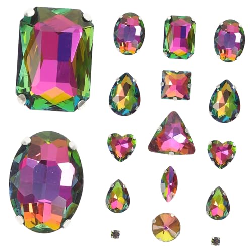 CLISPEED 50 Stück Teiliges Glas strasssteine zum Aufnähen Kleine Bunte Krallenrhinestones für Bekleidungs deko Handgenähte Schmucksteine für DIY Kleidung Taschen und Trachtenverzierung von CLISPEED