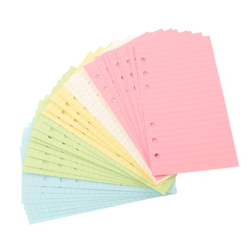 CLISPEED 50 loses Blatt Papier 6 Lochplanereinsätze Papiermine 6 Löcher Unterlage Stationäres Papier sechs notizbuch buntes Loseblattpapier Nachfüllpackungen für Lose-Blatt-Notizbücher von CLISPEED