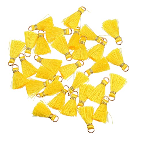 CLISPEED 50Stücke Quasten Anhänger Goldene Seidige Quasten Dekorative DIY Handwerk Zubehör für Schlüsselanhänger Armbänder Lesezeichen Fan Geschenkbox Verpackung von CLISPEED