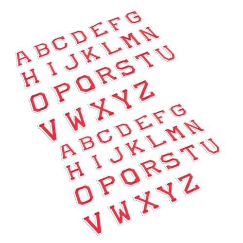 CLISPEED 52 Stück Teiliges Buchstaben Aufnäher Schwarze und Weiße Klebe Patches für Kleidung Hüte Jeans DIY Projekte Einfach Anzubringen Rot von CLISPEED