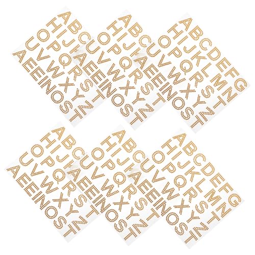 CLISPEED 6 Blätter DIY Bling Strass Aufkleber Selbstklebende Acryl Buchstaben Sticker Multifunktionale Dekoration für Tasche Handy Kleidung Personalisierbare Glitzersteine Goldfarben von CLISPEED