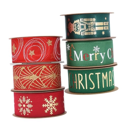 CLISPEED 6 Rollen Teiliges Weihnachtsband Breit aus Robustem Weichem Seidenstoff mit Festlichen Motiven für Geschenkverpackungen Diy-bastelarbeiten und Weihnachtsdeko Goldgeränderte CLISPEED 6 Rollen Teiliges Weihnachtsband Breit aus Robustem Weichem Seidenstoff mit Festlichen Motiven für Geschenkverpackungen Diy-bastelarbeiten und Weihnachtsdeko Goldgeränderte von CLISPEED