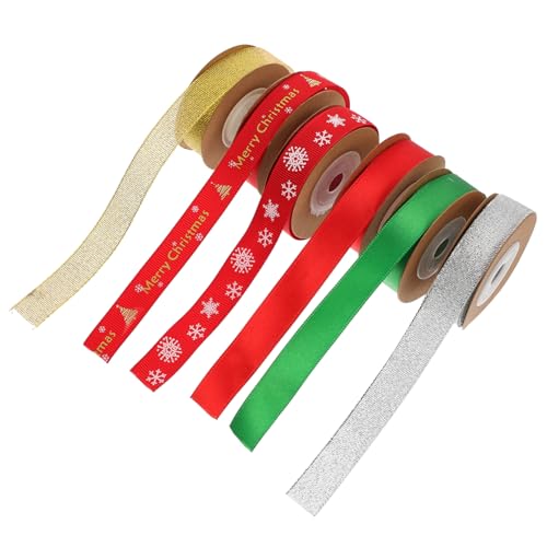CLISPEED 6 Rollen Weihnachtsband Polyester Geschenkband Weihnachten Schleifenband Dekoband für Geschenkverpackung DIY Weihnachtsbaum Deko Geschenkbox Schleifen Herstellung CLISPEED 6 Rollen Weihnachtsband Polyester Geschenkband Weihnachten Schleifenband Dekoband für Geschenkverpackung DIY Weihnachtsbaum Deko Geschenkbox Schleifen Herstellung von CLISPEED