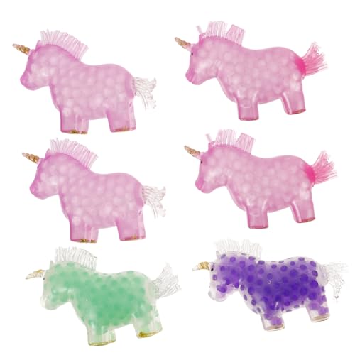 CLISPEED 6 Stück Einhorn Stressbälle Lustige Knautschspielzeuge für Entspannung und Mitgebsel für Einhorn Partys für Erwachsene Zufällige Farbe Zufällige Farbe von CLISPEED