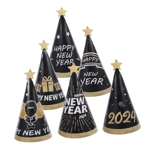 CLISPEED 6 Stück Neujahrsparty Papierkegel Hüte Partyhüte aus Leichtem Papier mit Schwarzem und Goldenem Design für Festliche Foto Requisiten und Dekoration CLISPEED 6 Stück Neujahrsparty Papierkegel Hüte Partyhüte aus Leichtem Papier mit Schwarzem und Goldenem Design für Festliche Foto Requisiten und Dekoration von CLISPEED