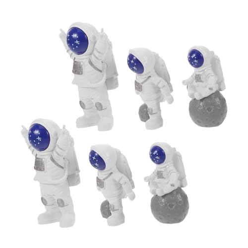 CLISPEED 6 Stück Teiliges Astronauten Figuren aus Leichtem Harz Farbenfrohe Weltraum Tortendeko für Jungen Geburtstagsfeier Wiederverwendbare Space Party Accessoires Detailreiche Raumfahrer von CLISPEED