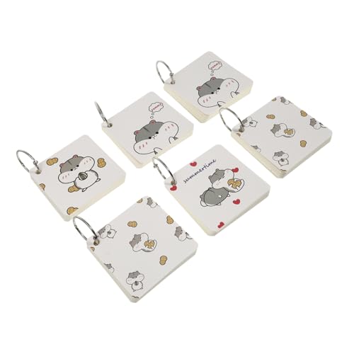 CLISPEED 6 Stück Teiliges Cartoon Ring Notizblöcke Portable Leere Vokabelkarten Glattes Schreiben Vielseitig für Schüler Büro DIY Grußkarten und Lernnotizen von CLISPEED