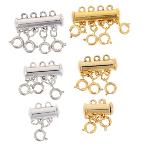 CLISPEED 6 Stück Teiliges Magnetverschluss für Schmuck Multi Reihen Snap Haken in Silber und Gold Starker Magnet Langlebig für DIY Armbänder Halsketten und Zubehör CLISPEED 6 Stück Teiliges Magnetverschluss für Schmuck Multi Reihen Snap Haken in Silber und Gold Starker Magnet Langlebig für DIY Armbänder Halsketten und Zubehör von CLISPEED