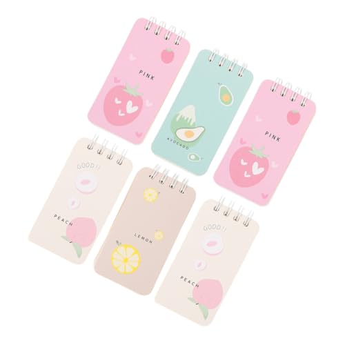 CLISPEED 6 Stück Teiliges Mini Notizbuch mit Spiralbindung Kleine To do listen und Einkaufslisten Stabiler Papierblock mit Fruchtigem Muster Tragbares Memo notizheft für Schule Büro und von CLISPEED
