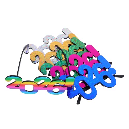 CLISPEED 6 Stück Teiliges Partybrillen Bunte Metallic Farben Auffällige Zahlenbrille für Silvester Abschlussfeier Geburtstagsfeier und Festliche Anlässe Stilvolles Foto Requisit von CLISPEED