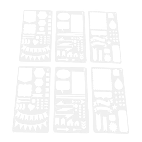 CLISPEED 6 Stück Teiliges Pet Zeichenschablonen mit Hohlraum Design Wiederverwendbare Malschablonen für Journal Scrapbooking und DIY Bastelprojekte Glatte Oberfläche Leicht zu Reinigen von CLISPEED