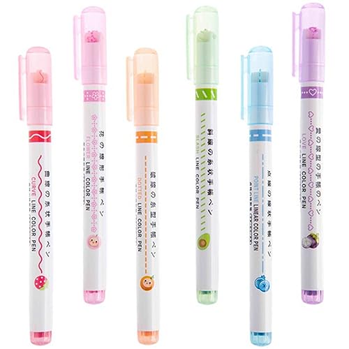 CLISPEED 6 Stück Teiliges Set Handgezeichnete Textmarker Stifte Schnelltrocknende Farbige Marker für Notizen DIY Projekte Schulbedarf Hervorheben Wichtiger Informationen von CLISPEED