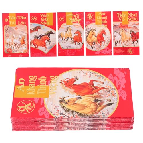 CLISPEED 60 Stück Rote Umschläge für das Frühjahrsfest des des Pferdes Neujahr rote Umschläge Umschlagpaket Mondneujahr Partydekorationen bao li xi Geldpaket Papier Dunkelgrau von CLISPEED