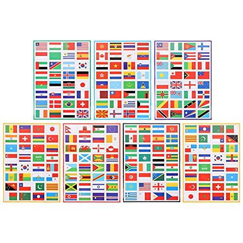 CLISPEED 7 Bögen Flaggen der Welt selbstklebend Sticker Flagge Land der Welt Mini Aufkleber Weltflagge von CLISPEED