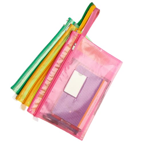 CLISPEED 7 Stück Teiliges Transparente Mesh dateimappen mit Verstärktem Reißverschluss Wasser Ölbeständig Vielseitiger Organizer für Büro Schule und Zuhause Robuste Zufällige Farbe von CLISPEED