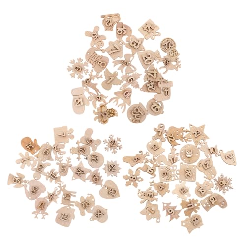 CLISPEED 72 Stück Teiliges Adventskalender Zahlen aus Natürlichem Holz zum Aufhängen Am Weihnachtsbaum Zahlen Festliche Weihnachts Countdown Kalender Dekoration für Familien und von CLISPEED
